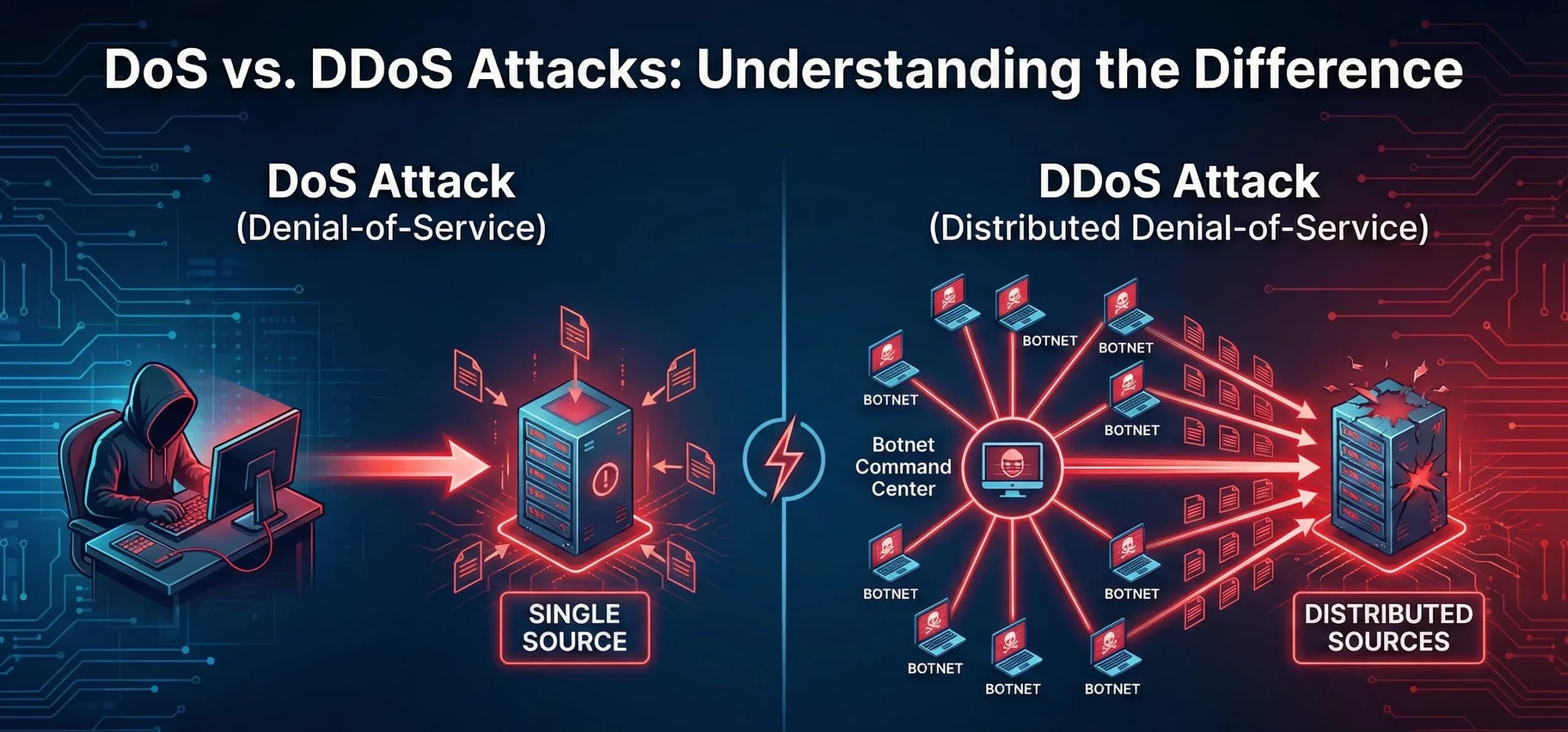 Difference between DOS and DDOS attacks