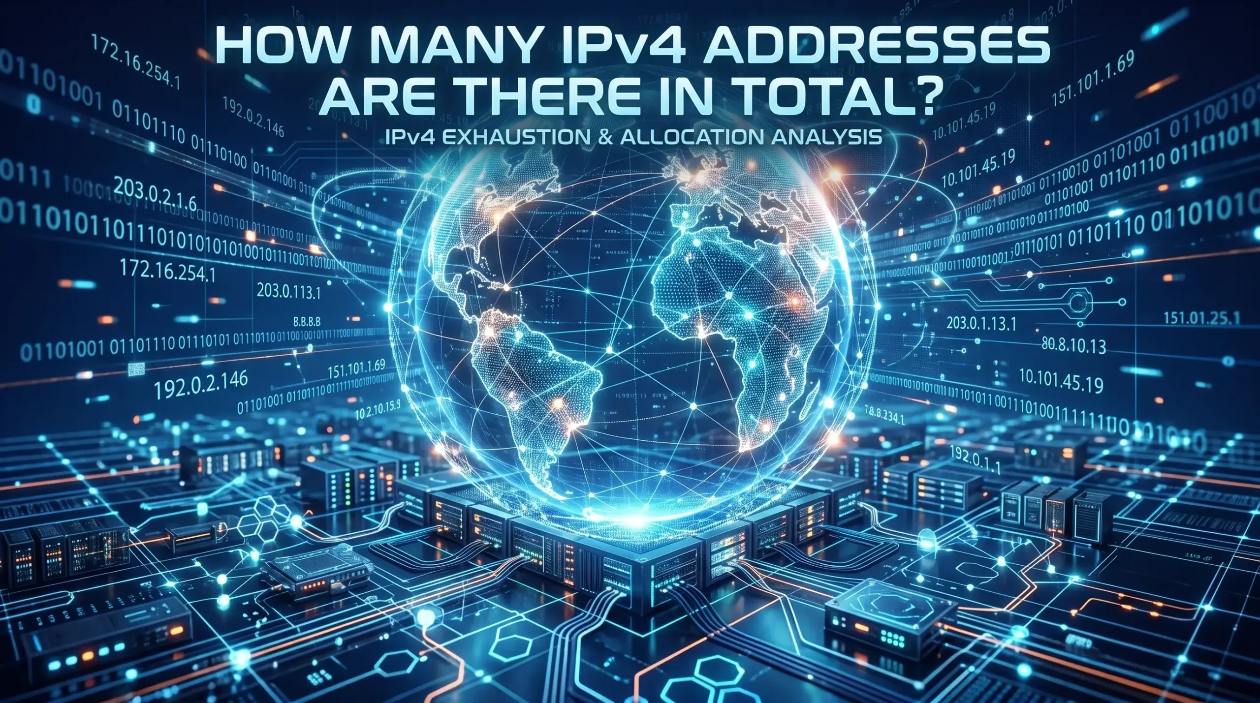 World map illustrating the finite 32-bit IPv4 address space