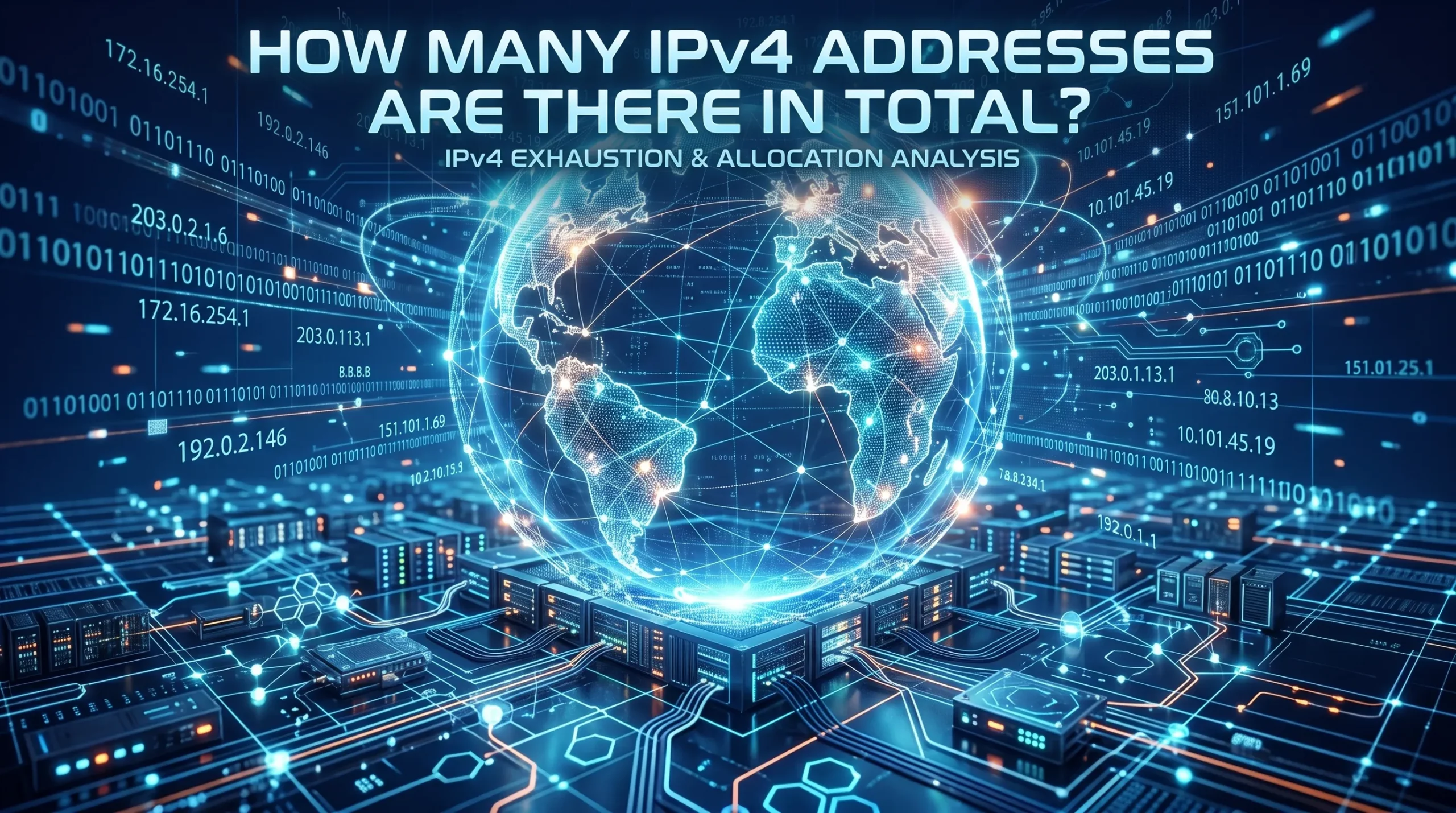 World map illustrating the finite 32-bit IPv4 address space