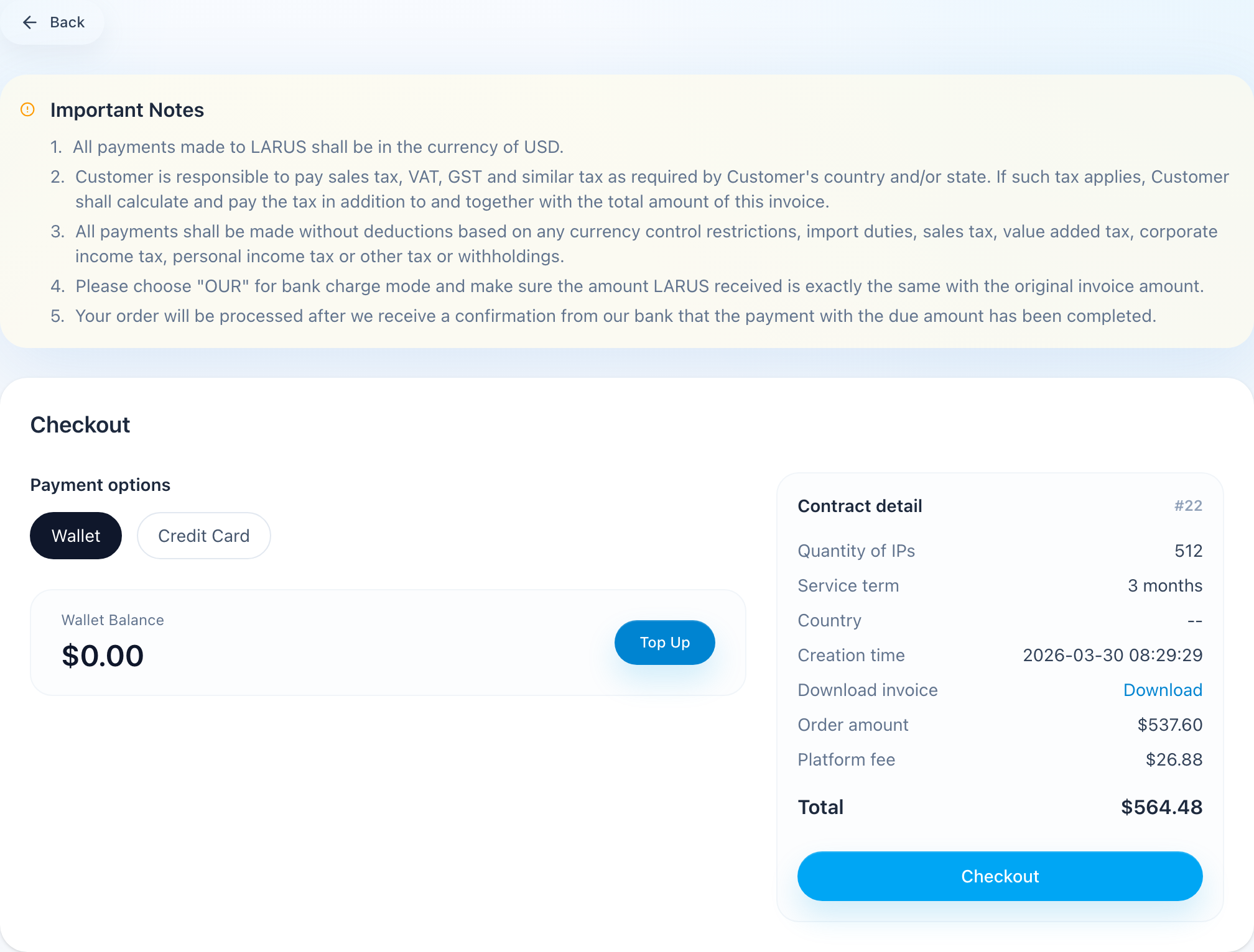 Lease In checkout and payment page