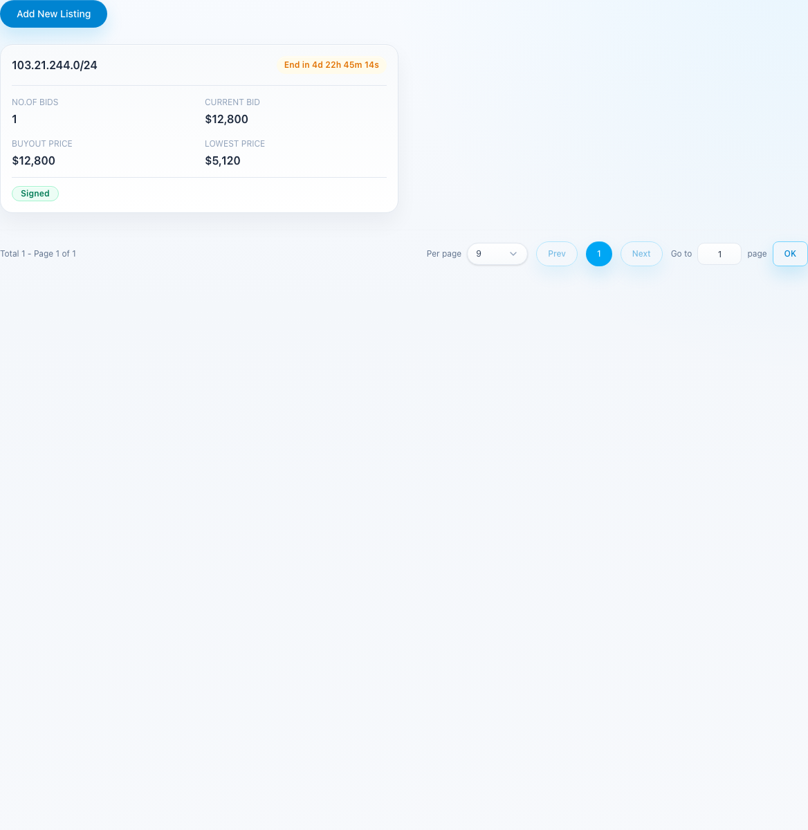 Sell My Listings page
