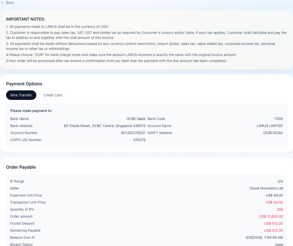 Sell pay now page