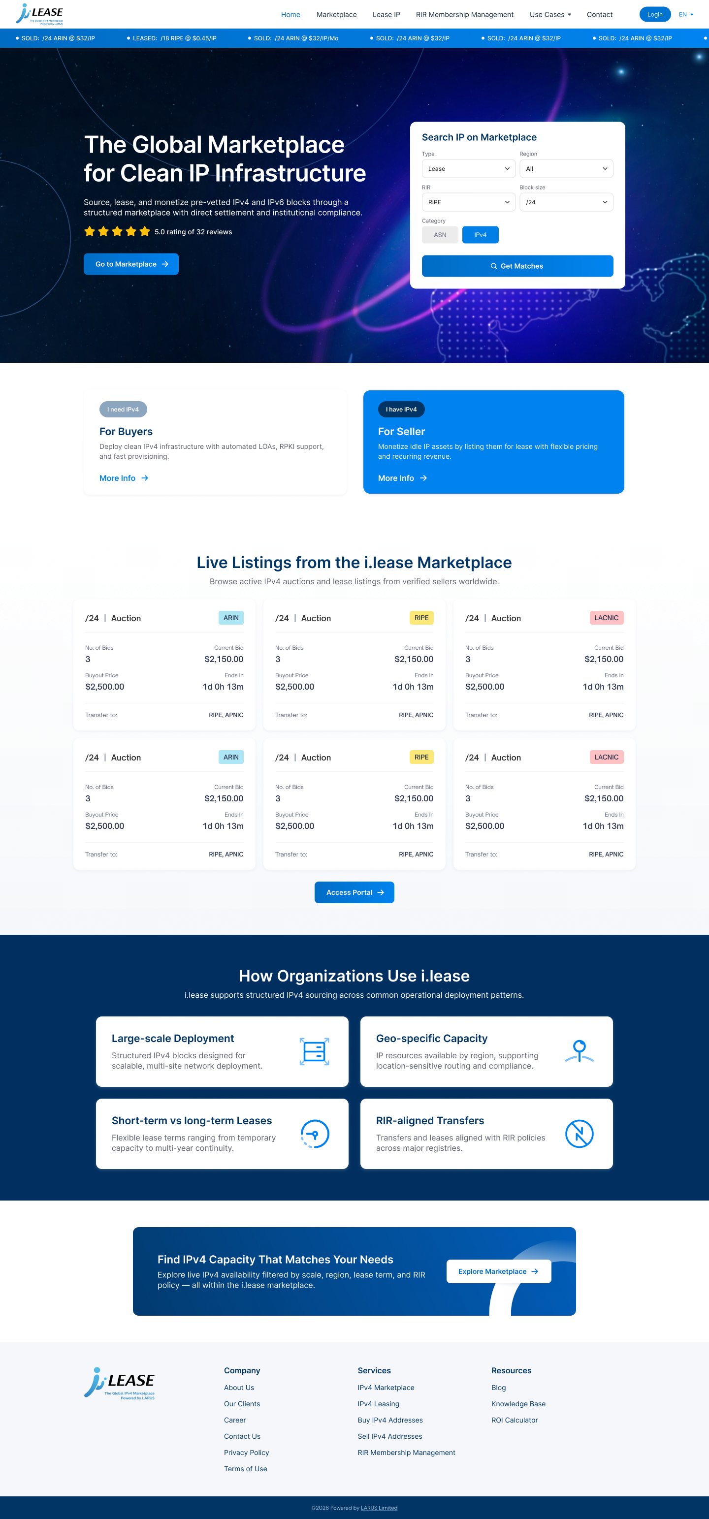 Sell IPv4 Addresses | Secure IPv4 Marketplace | i.lease